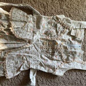 Gunne sax pastel peplum Floral Lace Trim Dress with Buttons